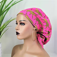 Leopard Print Satin Lined Scrub Hat: Ponytail Surgical Cap