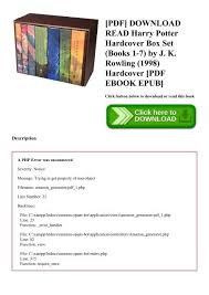 Get it as soon as today, jun 26. Pdf Download Read Harry Potter Hardcover Box Set Books 1 7 By J K Rowling 1998 Hardcover