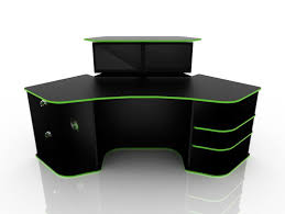 Corner Computer Desk For Gaming Black Color With Green Strip Gaming Computer Desk Modern Computer Desk Corner Computer Desk