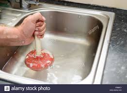 blocked kitchen sink stock photo