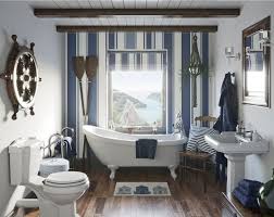 Navy blue, sailboats, ship steering wheels, and such. Nautical Bathroom Ideas Spectacular Original And Timeless Designs