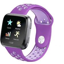 For Fitbit Versa Band Soft Perforated Sport Strap Adjustable Size Hole Purple Softperforatedsiliconestr Fitbit Accessories Fitbit Bands Apple Watch Wristbands