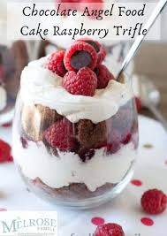 Chocolate Angel Food Cake Raspberry Trifle The Melrose Family Recipe In 2020 Chocolate Angel Food Cake Raspberry Trifle Angel Food