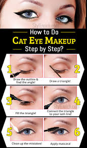 how to draw a cat eye makeup step by
