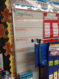 First Grade Dual Language Objectives Goals Usando Cinta Adhesiva De Color Marque Las Secciones Luego Rotule Las Materias Falta Ingresar L With Images Bilingual Classroom