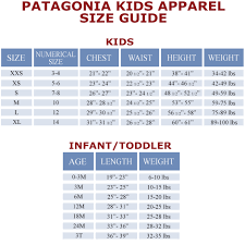 kids size chart patagonia kids size chart patagonia kids