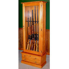 The firearm cabinets also feature locking doors on the top and bottom, so you can limit access to your collection while also protecting them against theft. Scout 406 Gun Cabinet Solid Oak 6 Gun Gs406 Oak