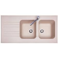 Evier Resine A Poser 2 Cuves 1 Egouttoir 120 X 60 Cm Creme Fran