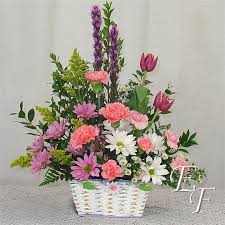 Professional florist shirley perry ndsf providing fresh flowers for gifts and funerals, beautiful wedding flowers and floral workshops. Spring Garden Basket Ef 308 Essex Florist Greenhouses Inc Large Flower Arrangements Funeral Flower Arrangements Rose Flower Arrangements