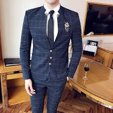 Brand new f&f mens navy blue suit jacket. Chinese Style Mandarin Collar Suits For Men Black Navy Blue Mens Slim Fit Plaid Suits 2 Piece Groom Wedding Suit Suits Aliexpress