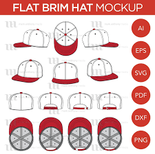 Flat Brim Baseball Cap Mockup And Template 8 Angles Etsy In 2021 Templates Mockup Template Hat Template