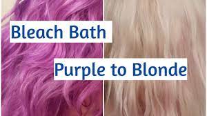 How To Bleach Bath Purple To Blonde Bleach Wash Hair Hair Color Remover Dyed Hair Blue
