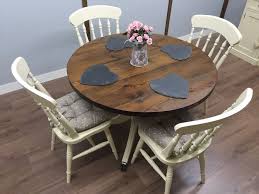 Farmhouse Shabby Chic Round Kitchen Table 4 Chairs Cottage Rustic Oak Pine New Rustic Oak Dining Table Dining Table Upcycle Dining Table Rustic