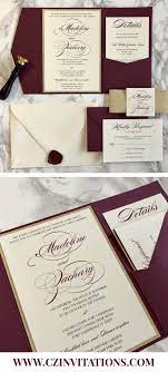 Burgundy And Gold Glitter Pocket Wedding Invitation Cz Invitations Burgundy Wedding Invitations Wedding Invitations Diy Pocket Wedding Invitations