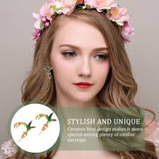 Crystal Bird Earring Enamel Dangle Earrings Crystal Bird Stud Earring