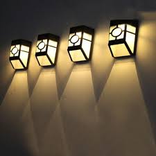 4pcs Outdoor Solar Power Led Lights Garden Path Fence Lamp Warm White Light Solar Lights Solar Powered Garden Lights Wall Mounted Light