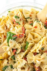 Easy Sun Dried Tomato Spinach Feta Pasta Salad Pasta Salad With Spinach Feta Pasta Feta Pasta Salad