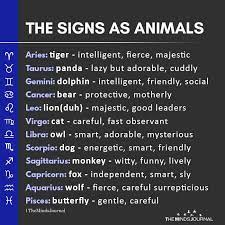 The Signs As Animals Aries Tiger Intelligent Fierce Majestic Taurus The Signs As Animals Signs As Animals Gemini