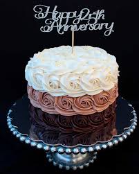 Ombre Rosette Anniversary Cake Happy Anniversary Cakes Simple Anniversary Cakes Anniversary Cupcakes