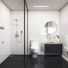 Modern landscape architecture served as inspiration for the interior. Simple Toilet Interior Design