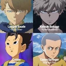Myanimelist is the largest online anime and manga database in the world! Martinez Julian On Twitter Happy Birthday To The English Voices Of The Characters Of Langris Vaude On Blackclover Katsuki Bakugo On Myheroacademia Cabba On Dragonballsuper And Conny Springer On Attackontitan Voice