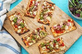 Italian Pork Sausage Pizzas Recipe Hellofresh Recipe Buffalo Chicken Flatbread Flatbread Pizza Buffalo Chicken Pizza