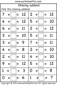 Missing Addend Three Worksheets Free Printable Worksheets First Grade Math Worksheets Math Worksheets Kindergarten Math Worksheets