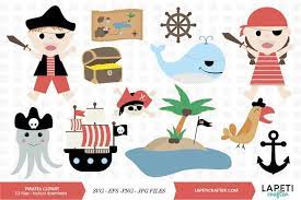 Cute Pirates Clip Art Pirate Boy Girl Pirate Party 355192 Illustrations Design Bundles In 2021 Pirate Clip Art Clip Art Tag Art