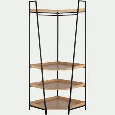 Avec sa structure robuste et les tablettes en bois pouvant supporter 175 kg au total, cette étagère de rangement handson à 4 tablettes est un élément indispensable dans chaque ménage. Rangement D Angle Bois Clair Et Metal Noir H221cm Henry Dressing Alinea