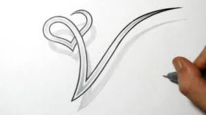 Drawing The Letter V With A Heart Design Tattoo Script Fonts Tattoo Fonts Tattoo Lettering