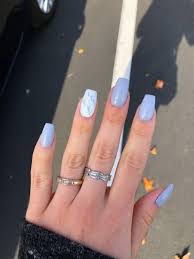 Easy how to coffin shape nails | my go to dip powder design. Grey Acrylic Nails Short Coffin Nails Designs Short Coffin Nails Acrylic Nails Coffin Short