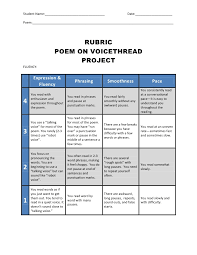 Used for grading poems written by students. Rubric For Poem On Voicethread