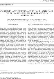 In most cases, health insurance is provided by your employer, although you usually have to pa. Carrots And Sticks The Fall And Fall Of Private Health Insurance In Australia Hall 1999 Health Economics Wiley Online Library