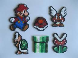 Decor Pixel Art En Magnets Mario Perles A Repasser Hama Billes A Fusibles Perles A Repasser Perle Hama Mario