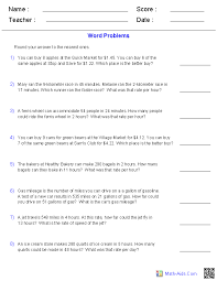 Word Problems Worksheets Dynamically Created Word Problems