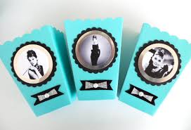 Audrey Hepburn/ breakfast at Tiffanys theme/ party favors SET OF 10