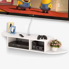 The design is simple and includes a long shelf it's a nice look for a modern living room. Tribesigns 2 Tier Modern Wall Mount Floating Shelf Tv Console 43 3x9 4x7 Inch For Cable Boxes Routers Remotes Dvd Players Game Consoles White Walmart Com Walmart Com