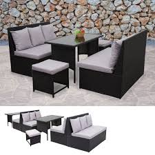 Hier finden sie ihr neues lounge set für den garten riesen auswahl an loungemöbel sets qualität beratung gleich loungemöbelset online kaufen! Poly Rattan Garnitur Hwc G16 Garten Lounge Set Gastronomie 2x2er Sofa Tisch 2xhocker Schwarz
