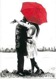 Black And White Pictures With Red Umbrella Acrylic Painting Of Romance Under The Red Umbrella Black White And Red Artwork By Dasha Umbrella Painting Red Artwork White Artwork