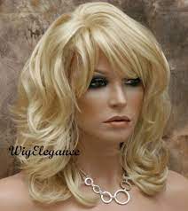 Wavy Layered Wig Pale Blonde Medium Length W Bangs Mv 613 Chin Length Hair Medium Length Hair With Layers Wigs