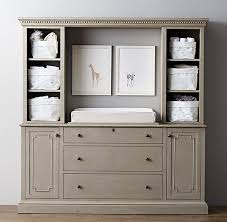 Rustic grey dresser with changing table. Taupe Changing Table Storage Wall