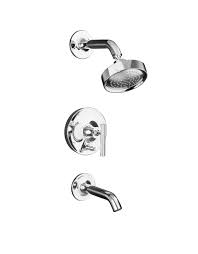 Purist R Rite Temp R Pressure Balancing Bath And Shower Faucet Trim With Push Button Diverter Shower Tub Tub Shower Faucets Shower Faucet
