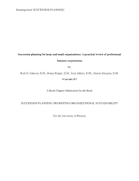Pdf Succession Planning For Large And Small Organizations
