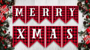 free printable buffalo plaid christmas banner letters lovely planner