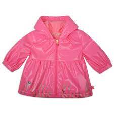 Billieblush Baby Girls Fuschia Pink Rain Coat With Glittery Billieblush Branded Text Print Jaqueta