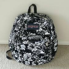 Black And White Jansport Backpack Jansport Black White Floral Backpack Floral Backpack Backpacks Jansport