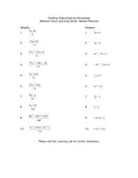 Free printable worksheets with answer keys on polynomials (adding, subtracting, multiplying etc.) each sheet includes visual aides, model problems and many practice problems. Monomial Division Homework Help Polynomials Division