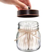 Can be placed with other mason jar/rustic farmhouse decor in kitchen or bathroom. Mason Jar Bathroom Storage Organizer Oil Rubbed Bronze Rustic Farmhouse Decor Bathroom Accessories Qtip Holder Dispenser Glass Apothecary Jars For Qtips Cotton Swabs Ball Flossers 2 Pack Walmart Com Walmart Com
