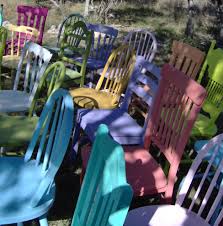 We Collected Assorted Styles Of Wooden Chairs From Resale Shops And Garage Sales Then Painted Them Painted Wooden Chairs Tea Party Table Plastic Patio Chairs