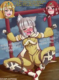 Rule 34 - Blush Bondage Bound Boundlightning Female Female Focus Female  Only Femsub Human Human Only Mythra Mythra (xenoblade) Nia Nia (xenoblade)  Pyra Pyra (xenoblade) Revenge Rope Rope Bondage Submissive Submissive Female